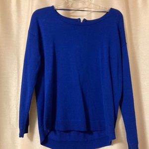 cable & gauge purple blue sweater zip back top